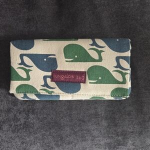 bungalow 360 Canvas Wallet with Blue and Green Whale Print